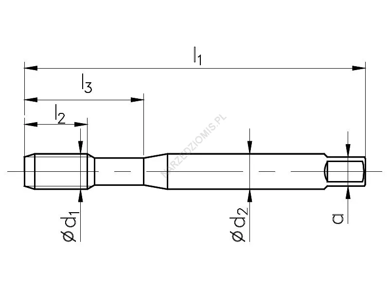 Rysunek techniczny: Gwintownik maszynowy wysokowydajny NGMm/1 DIN 376/1-B M16 6HX HSSE-PM GAL TiCN